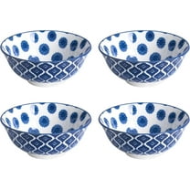 GSHLGAO Vintage Blue and White Porcelain Bowl Set - 24 oz, Set of 4