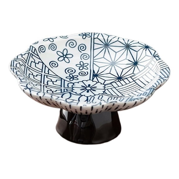 Vintage Blue and White Porcelain Tea Pastry Tray, Footed Fruit Platter, Ceramic Serving Tray, Snack Bowls