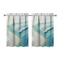 thumbnail image 1 of Vintage BlueGreen Marble Pattern Tier Cafe Curtains for Bathroom Living RV Rod Pocket Window Drapes 2 Panels Set 28"x36" 2 Panels Window Treatment Tiers, 1 of 4