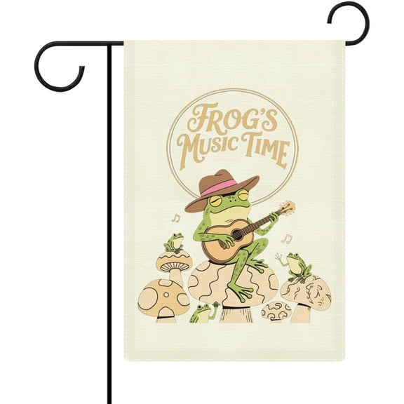 Vintage Bluegrass Frog Garden Flag 12x18 Inch Double Sided, Yard Flags for Seasonal Outside Outdoor Decoration