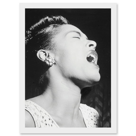 Vintage Blues Jazz Singer Legend Billie Holiday Black & White A4 Artwork Framed Wall Art Print