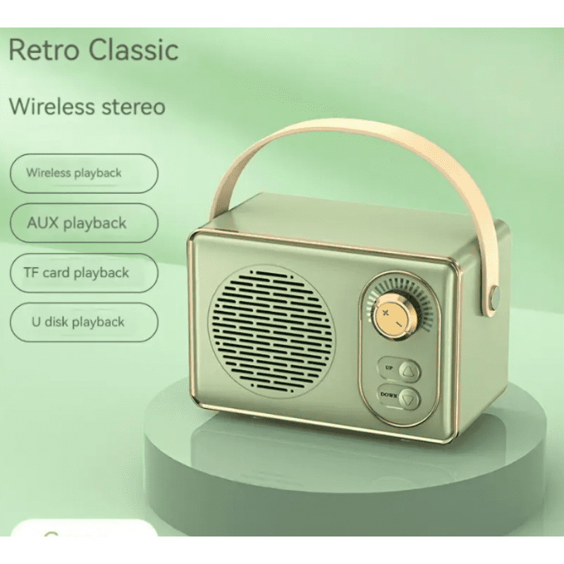 Vintage Bluetooth Speaker with FM Radio Wireless Portable Deep Bass ...