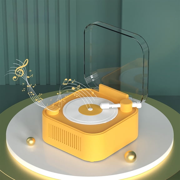Vintage Bluetooth Speaker with Spinning Vinyl Disc Design - Portable Wireless Audio Player for Home & Outdoor Use, 8-Hour Battery, Multiple Playback Modes