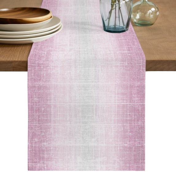 Vintage Blush Pink Gray Table Runner 90 Inches Long,Dining Table Runners Dresser Scarves,Abstract Linen Texture Modern Kitchen Coffee Tablerunner for Tabletop Party Birthday Holiday Wedding 13"x90"