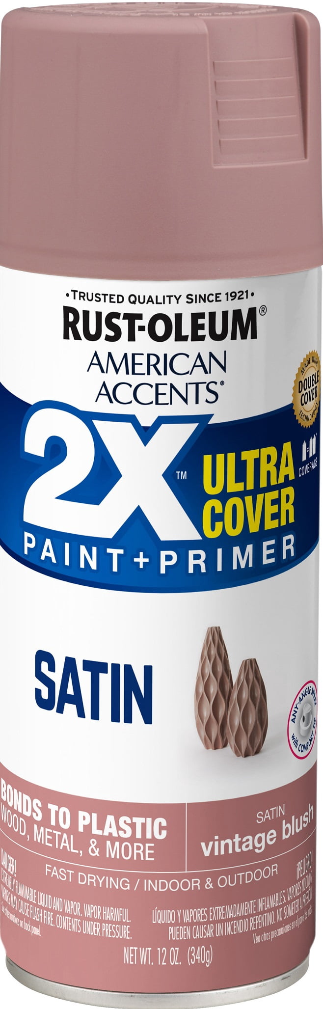 Vintage Blush, Rust-Oleum American Accents 2X Ultra Cover Satin Spray Paint- 12 oz