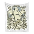 thumbnail image 1 of Vintage Boat Soft Flannel Fleece Throw Blanket, Courage Theme with Old Ornamental Ship with Roses Birds Anchor Windrose, Cozy Plush for Indoor and Outdoor Use, 60" x 80", Beige and Grey, by Ambesonne, 1 of 5