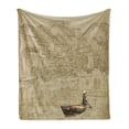 thumbnail image 1 of Vintage Boat Soft Flannel Fleece Throw Blanket, Vietnam Scenery with a Traditional Ship Sailing on River Culture View, Cozy Plush for Indoor and Outdoor Use, 50" x 60", Sepia Beige, by Ambesonne, 1 of 6