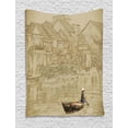 thumbnail image 1 of Vintage Boat Tapestry, Vietnam Scenery with A Traditional Ship Sailing on River Asian Culture View, Wall Hanging for Bedroom Living Room Dorm Decor, 40W X 60L Inches, Sepia Beige, by Ambesonne, 1 of 2