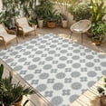 thumbnail image 1 of Vintage Bohemia Outdoor Rug for Patio/Deck/Porch, Non-Slip Large Area Rug 3 x 5 Ft, Blue Gray Boho Abstract Flowers Beige Indoor Outdoor Rugs Washable Area Rugs, Reversible Camping Rug Carpet Runner, 1 of 8