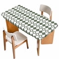 thumbnail image 1 of Vintage Bohemia Table Cloths for 5 Foot Rectangle Tables, Minimalist Abstract Geometric Art Green Patio Waterproof Elastic Fitted Tablecloths, Washable Rectangular Table Cover for Camping, 1 of 8