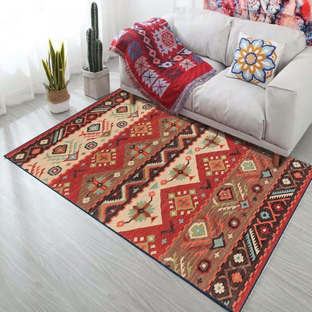 Vintage Bohemian Area Rug, Boho Accent Carpet for Living