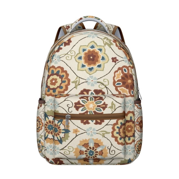 Vintage Bohemian Backpack - Large Capacity Tribal Print Bag, 17" Laptop Pocket | Durable Oxford Fabric, Water-Resistant, Perfect for School & Travel