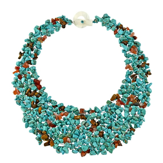 Vintage Bohemian Blue Turquoise Stone Bead Bib Statement Fashion Ethnic Necklace