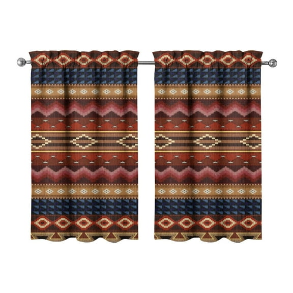 Vintage Bohemian Kitchen Curtains Set of 2, 27.5x39 Inch Semi-Sheer Floral Tier Curtains, Rustic Farmhouse Window Panels