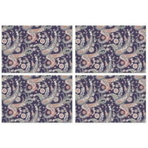 Vintage Bohemian Paisley Placemats Set of 4, Flax Linen Table Mats Featuring Heat Resistant Wrinkle Free Finish with Colorful Artistic Floral Mandala Patterns