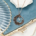 thumbnail image 1 of Vintage Bohemian Red Copper-Color Alloy Hollow Out Wrap Around Moon Pendant Necklace for Women - Intricate Wave Design with Synthetic Synthetic Zirconia & Moonstone, 1 of 5