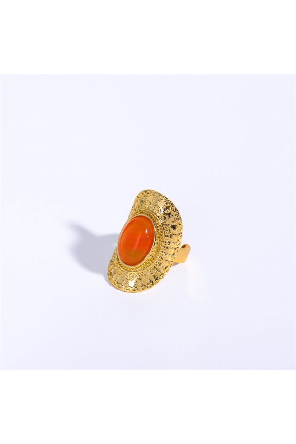 Vintage Bohemian Style Adjustable Natural Stone Ring Copper Fashion Jewelry White Blue Red Tianhe Stone Trendy