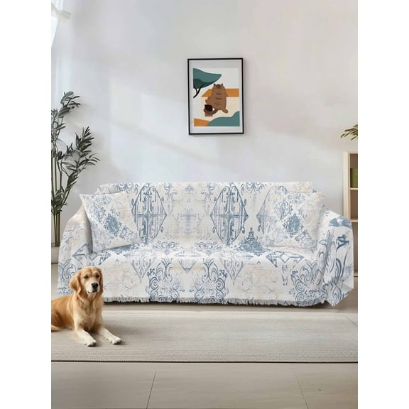 Vintage Boho Abstract Couch Cover, Floral Modern Artwork Oversized Sofa Cover Blanket for 3 Cushion Couch,Sectional Sofa Slipcover Furniture Protector for Living Room Bedroom 71''x150''