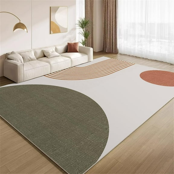 Vintage Boho Arch Lines Area Rugs, Orange Green Carpet, Washable Non Slip Low Pile Soft Rug for Living Room Bedroom Office Decor Mat 2ftx3ft