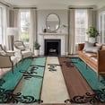 thumbnail image 1 of Vintage Boho Area Rugs 5'x8', Washable Small Throw Rugs for Classroom Bedroom, Farmhouse Retro Teal Brown Wooden Grain Indoor Outdoor Rug Non-Slip Low Pile Carpet Runner Reversible Floor Mats, 1 of 8
