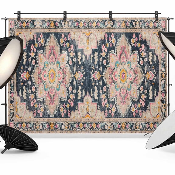 Vintage Boho Backdrop for Photoshoot,Photography Photo Studio Background Wall Backdrop,Middle Century Western Geometric Abstract Art Back Drop Banner Panel for Portraits Wedding Live Streaming 7x5Ft