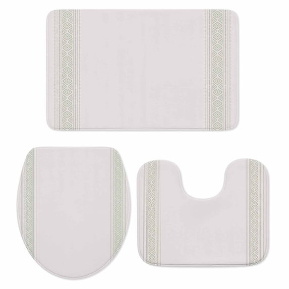 Vintage Boho Bathroom Rugs Set Farmhouse Green Non Slip Absorbent Soft Bath Mats 3 Piece Set with Bathroom Rug, U-Shaped Floor Mat, Toilet Seat Cover Small Size