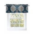 thumbnail image 1 of Vintage Boho Bllue Curtain Valances for Windows, Abstract Retro National Flower Kitchen Valance Window Treatment, Light Filtering Block Curtains for Bathroom/Bedroom/Living Room 54'' x 18'', 1 of 9