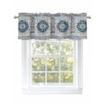 thumbnail image 1 of Vintage Boho Curtain Valances for Windows, Retro National Flower Textured Blue Kitchen Valance Window Treatment, Light Filtering Block Curtains for Bathroom/Bedroom/Living Room 42'' x 12'', 1 of 9