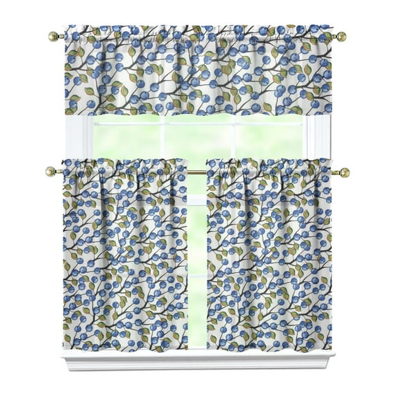 Vintage Boho Curtains 36 Inch Short - 3 Panel Farmhouse Floral Set with Rustic Wildflowers, Rod Pocket Window Treatment for Country Kitchen Decor