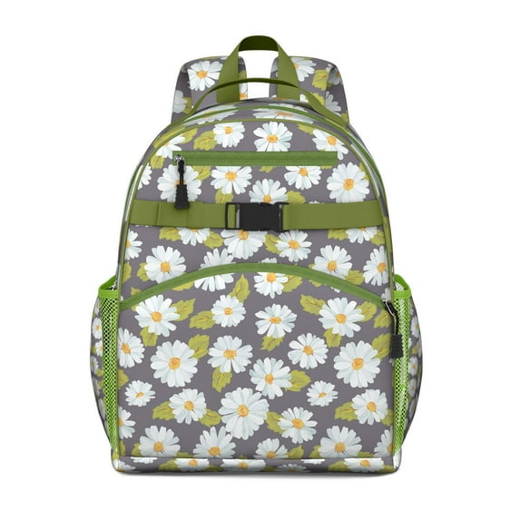Vintage Boho Daisy Backpack for Toddlers Large Capacity School Backpack with Padded Shoulder Straps Chest Strap Water-resistant Design for Spring and Summer