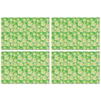 Vintage Boho Daisy Placemats Set of 4, 12x18 Inch Floral Wildflower Linen Table Mats with Cute Yellow Daisy Artwork for Kitchen Dining, Washable Summer Bloom Retro Aesthetic Decor