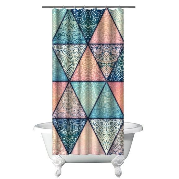 Vintage Boho Earth Tone Curtain 36x72 Inches Quick-Dry Polyester for Bathroom Decor with Plastic Ring Tribal Pattern