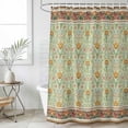 thumbnail image 1 of Vintage Boho Floral Long Shower Curtain Set, Waterproof Shower Curtains for Bathroom, Ethnic Tribe Abstract Art Flowers Washable Fabric Bath Curtain for Bathtub Decoration with Hooks 72x84 Inches, 1 of 9