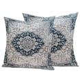 thumbnail image 1 of Vintage Boho Floral Outdoor Waterproof Pillow Covers, Retro Nationcal Flower Blue Decorative Square Throw Pillowcase Sofa Cushion Sham for Patio/Couch/Chair, 20"x20" 2 Pack, 1 of 8