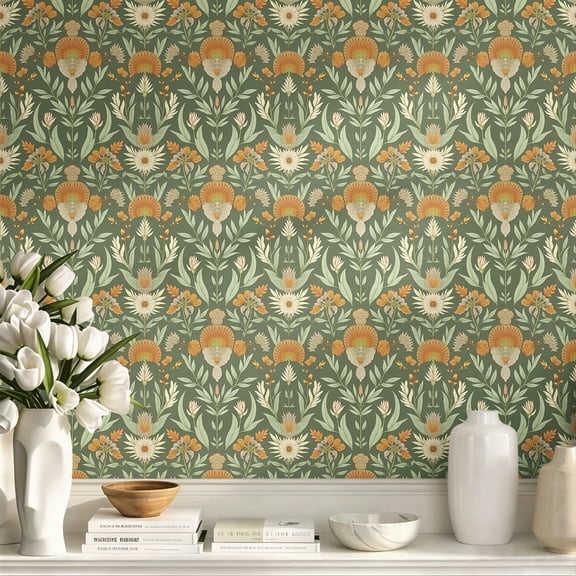 Vintage Boho Floral Peel and Stick Wallpaper Rustic Exquisite Wall Art Wall Decor Art Print Home Wall Decoration for Living Room Bedroom Apartment