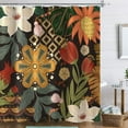 thumbnail image 1 of Vintage Boho Floral Shower Curtain, Abstract Retro Tropical Plant Black Shower Curtains with 12 Hooks for Bathroom 72 ×72 Inch, 1 of 6