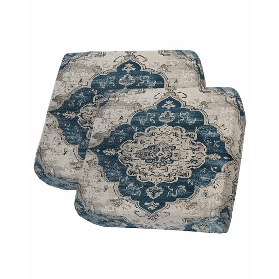 Vintage Boho Flower Sofa Couch Cushion Covers Washable, Removable Stretchable Sectional Couch Covers, Retro Blue National Floral Slipcovers for L & T Shape Sofa Furniture Protector S Size 2 pcs