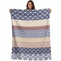 Vintage Boho Geometric Stripes Throw Blankets, Purple Brown Soft Fleece Blanket Decorative for Home Sofa Couch Chair Living Bedroom, 40x50 inches,