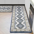 thumbnail image 1 of Vintage Boho Kitchen Rugs and Mats Cushioned Anti-Fatigue Kitchen Rug, Waterproof Blue Kitchen Mats and Rugs, Memory Foam Bohemian Kitchen Floor Mat for Home Laundry, 18" x 48" + 18" x 30", 1 of 6