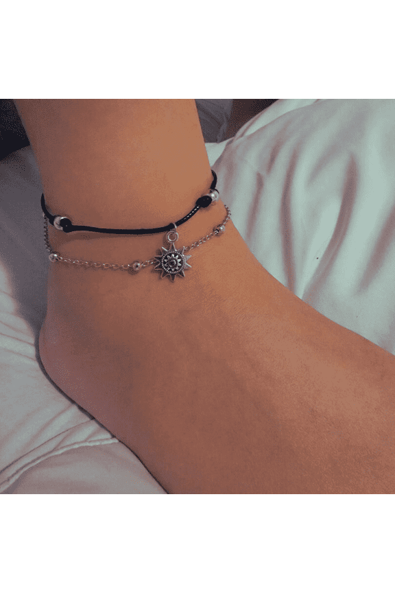 Vintage Boho Multi Layer Sun Anklet Ankle Bracelet