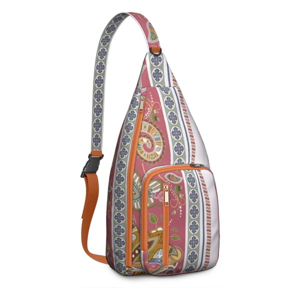 Vintage Boho Paisley Bag - Retro Floral Pattern Crossbody Pack (Artistic Design)