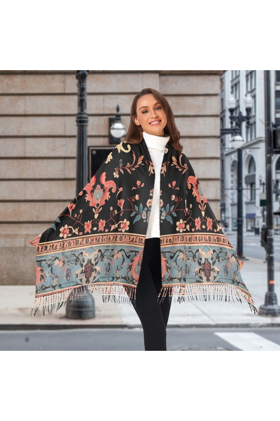 Vintage Boho Pattern Winter Scarf for Women Fashion Warm Long Soft Blanket Scarves Gifts