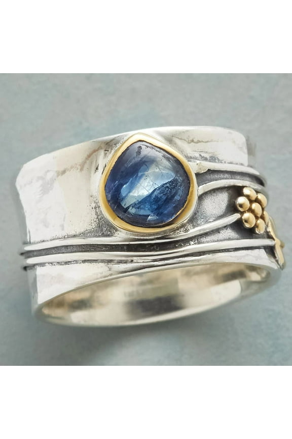 Vintage Boho Ring for Women Carved Flower Leaves Water Drop Crystal Inlaid Wide Face Finger Joint Ring Jewelry Bohemian Gift