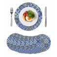 thumbnail image 1 of Vintage Boho Round 15 Inch Placemats Set of 8, Middle Century Bohemia Style Patchwork Blue HeatResistant Non Slip Place Mats for Dining Table, Wipeable Braided Kitchen Table Mats for Housewarming, 1 of 9