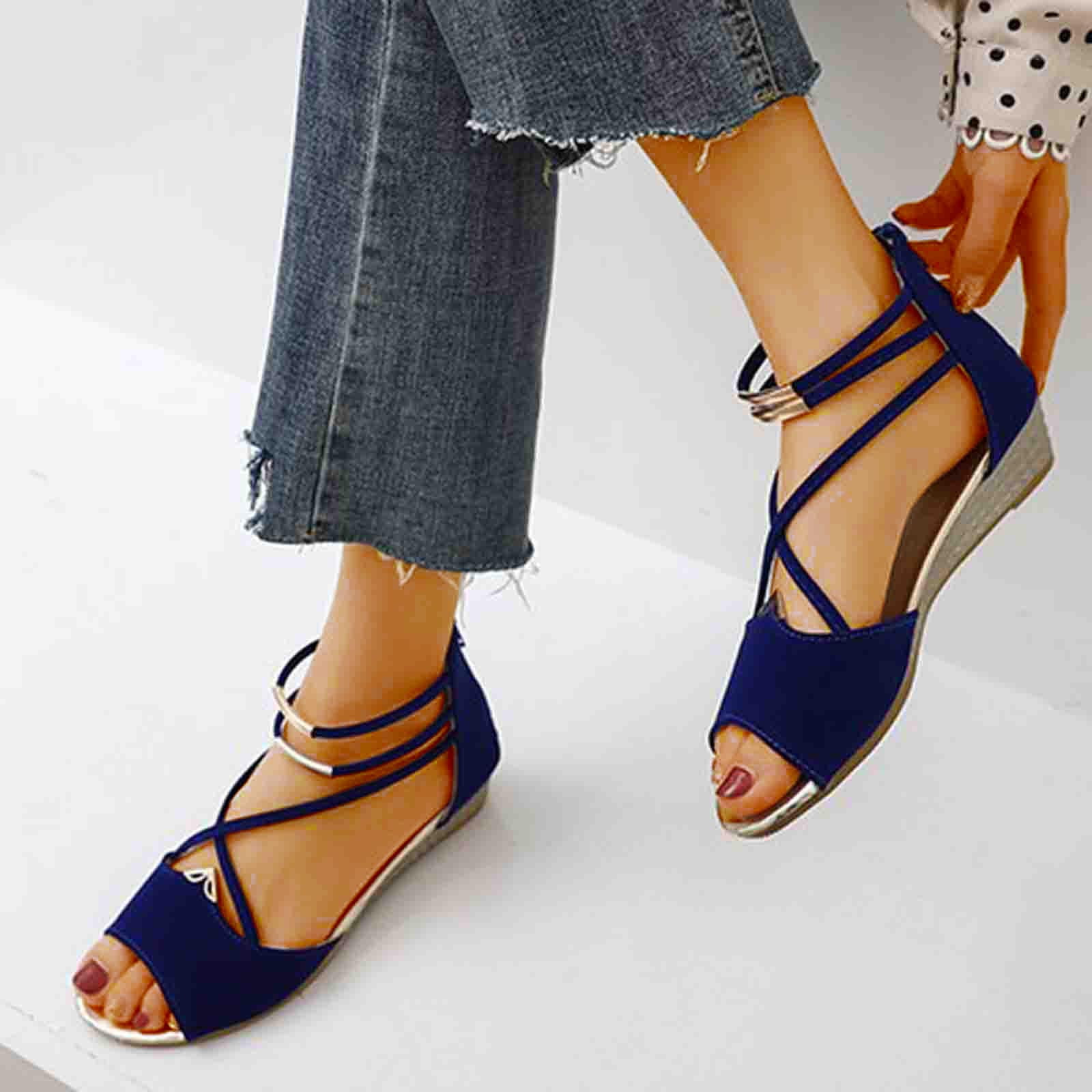 5cm Wedge Heel Sandals Women Sandals Summer Fashion Fish Mouth Bohemian  Roman