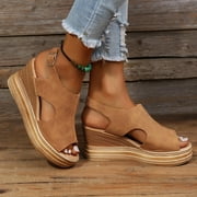 SAWVNM Vintage Boho Sandals Gnobogi Sandals For Women Dressy Summer Womens Slingback Open Toe Wedges High Heels Beach Sandals