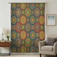 thumbnail image 1 of Vintage Boho Sheer Curtains 72 Inches Long, Ethnic Geometric Floral Green Yellow Red Light Filering Curtains, Breathable Simi Curtain Privacy Drapes for Living Room Bedroom Window Treatment, 1 of 9