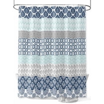 Vintage Boho Shower Curtain, Geometric Stripes Bathroom Decor Curtains Set with Hooks, Blue Waterproof Fabric Home Accessories， 60 X 72 Inch Long