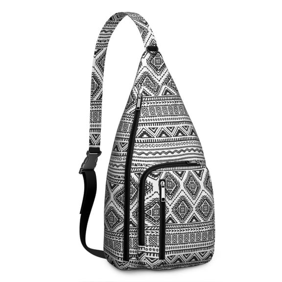 Vintage Boho Sling Backpack – Retro Tribal Ethnic Crossbody Bag, Artistic Geometric Hiking Shoulder Bag for Women & Men, Rustic Floral Travel Daypack