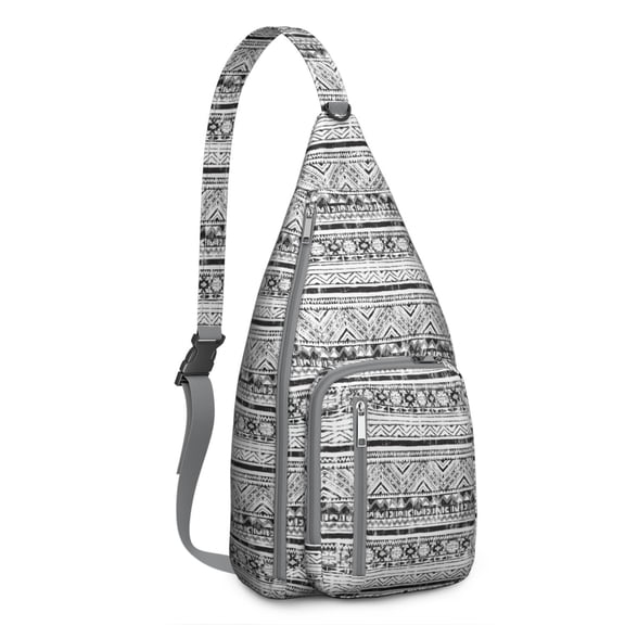 Vintage Boho Sling Backpack – Retro Tribal Ethnic Crossbody Bag, Artistic Geometric Hiking Shoulder Bag for Women & Men, Rustic Floral Travel Daypack